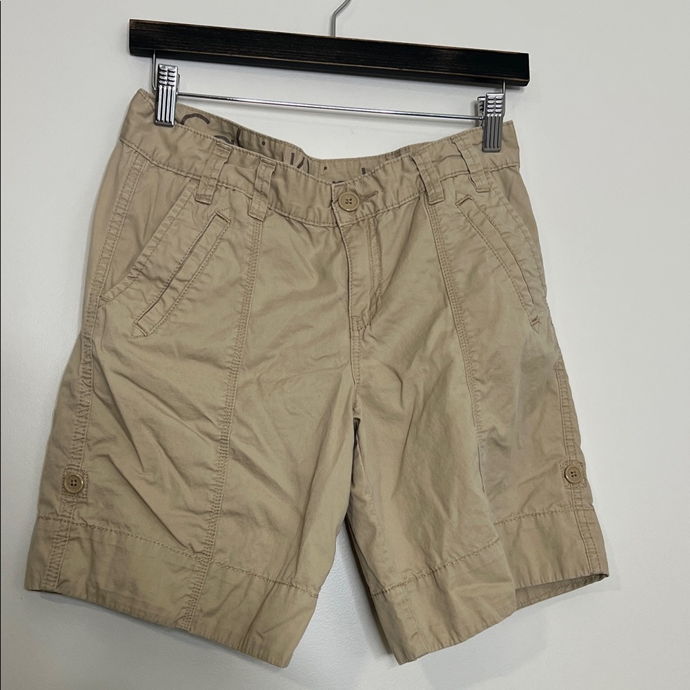 Women’s Tan Casual Shorts cargo with fold and buttons
